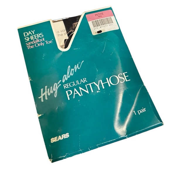 VINTAGE SEARS NEW hug along day sheers sandal foot navy pantyhose size petite - Picture 1 of 10